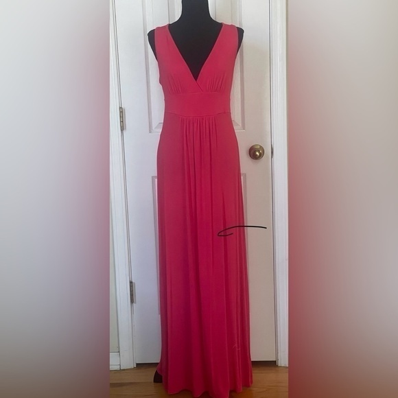 Loveappella Women's Red Rayon V-Neck 
Sleeveless Casual Long Maxi Dress Size PM - Picture 2 of 14